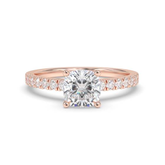 Cushion Diamond Shoulder Set Ring