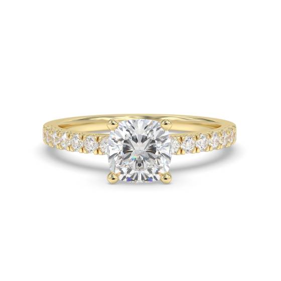 Cushion Diamond Shoulder Set Ring