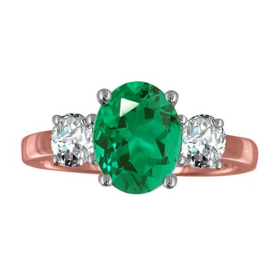 Oval Emerald and Diamond Trilogy Ring
