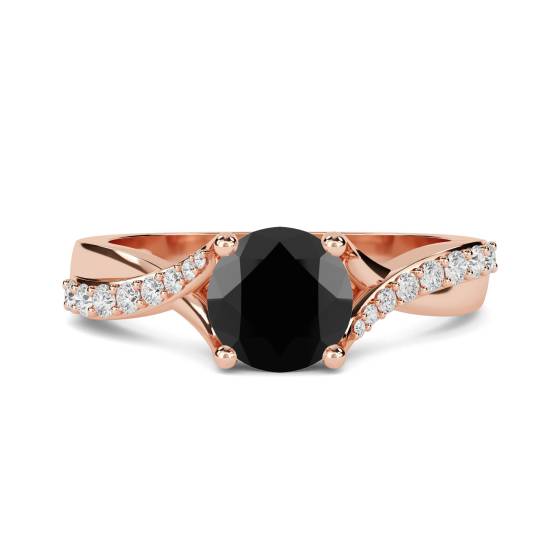 Round Black Diamond Shoulder Set Ring