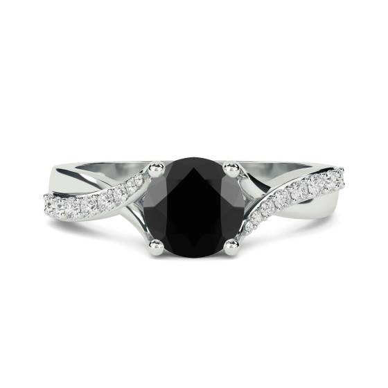 Round Black Diamond Shoulder Set Ring