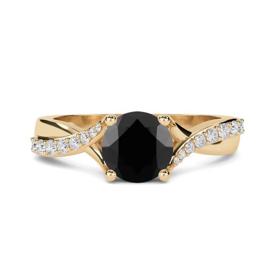Round Black Diamond Shoulder Set Ring