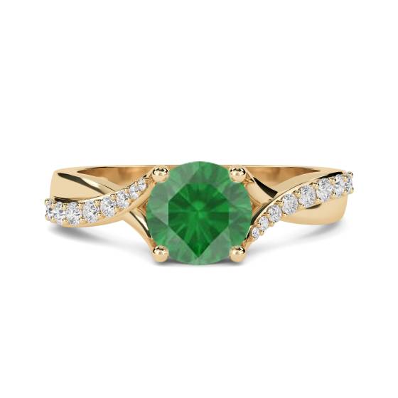 Round Emerald and Diamond Ring
