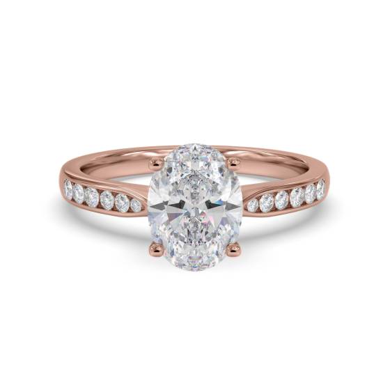 Oval Shoulder Set Diamond Engagement Ring