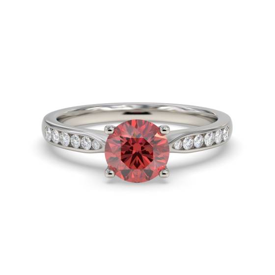 Round Ruby and Diamond Shoulder Set Ring