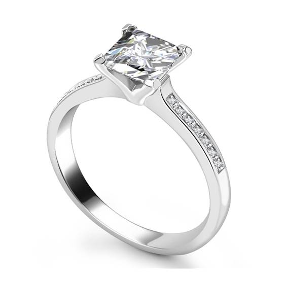 1.25ct SI1/G Princess Natural Diamond Shoulder Set Ring