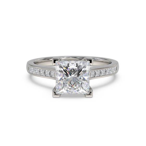 Princess Diamond Shoulder Set Ring