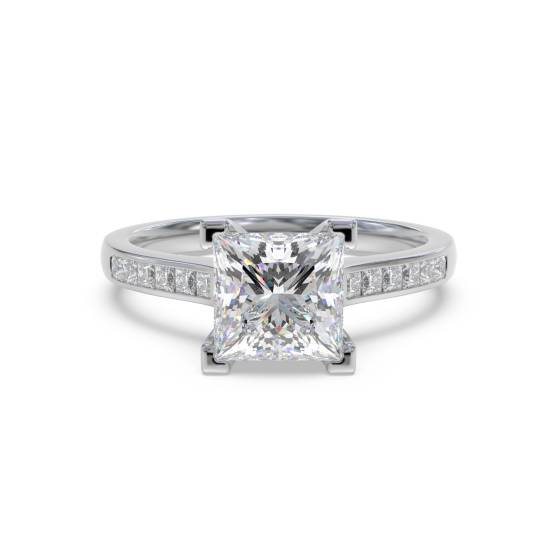 Princess Diamond Shoulder Set Ring