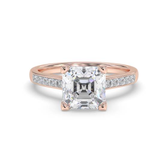 Asscher Diamond Shoulder Set Ring