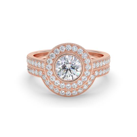 Diamond Bezel Set Shoulder Set Ring With Matching Band