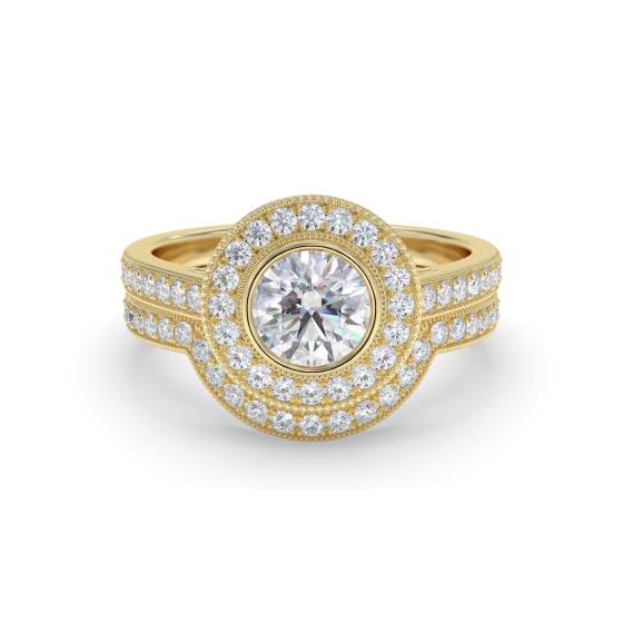 Diamond Bezel Set Shoulder Set Ring With Matching Band