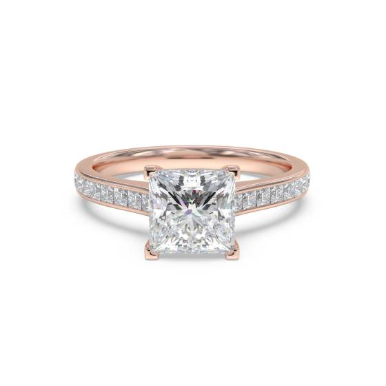 Princess Diamond Shoulder Set Ring