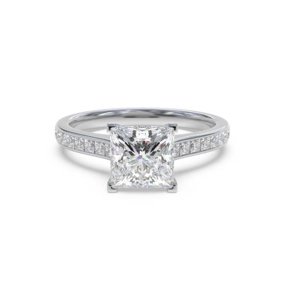 Princess Diamond Shoulder Set Ring