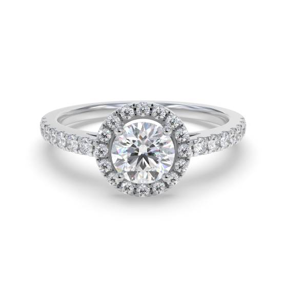 Round Diamond Single Halo Shoulder Set Ring