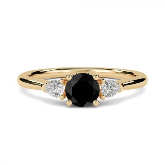 Round Black Diamond Trilogy Ring