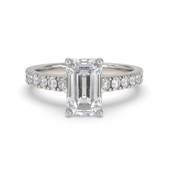 Emerald Diamond Shoulder Set Ring