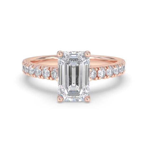 Emerald Diamond Shoulder Set Ring