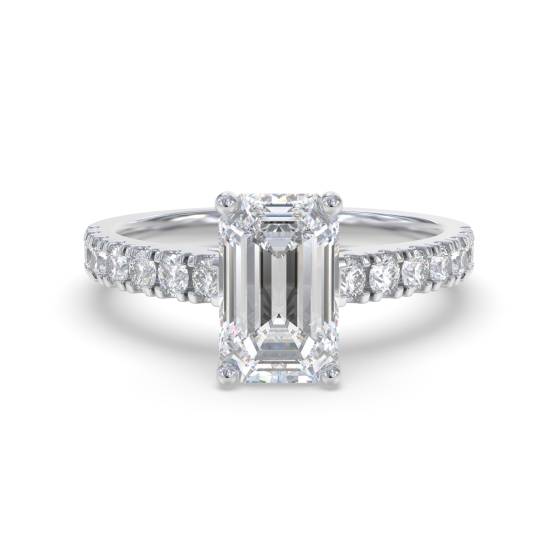 Emerald Diamond Shoulder Set Ring