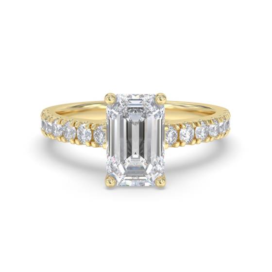 Emerald Diamond Shoulder Set Ring