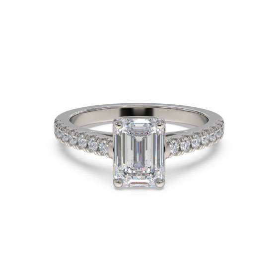 Emerald Diamond Shoulder Set Ring