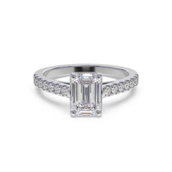 Emerald Diamond Shoulder Set Ring