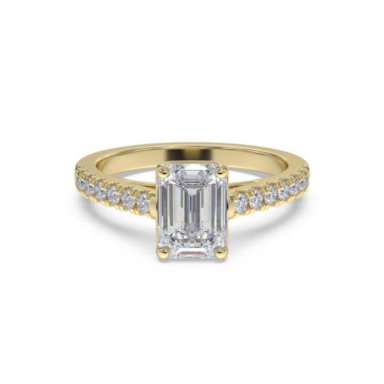 Emerald Diamond Shoulder Set Ring