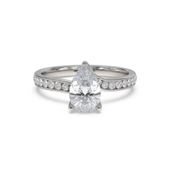 Pear Diamond Shoulder Set Ring