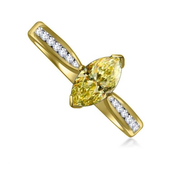 Fancy Yellow Marquise Diamond Single Halo Shoulder Set Ring