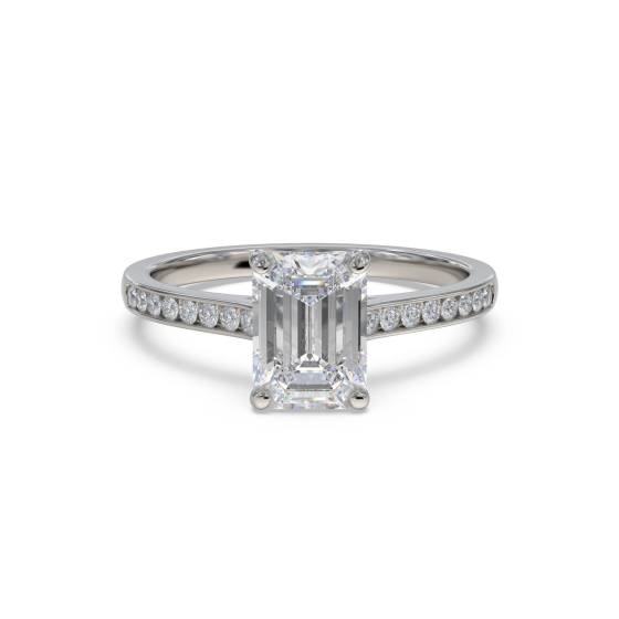 Emerald Diamond Shoulder Set Ring