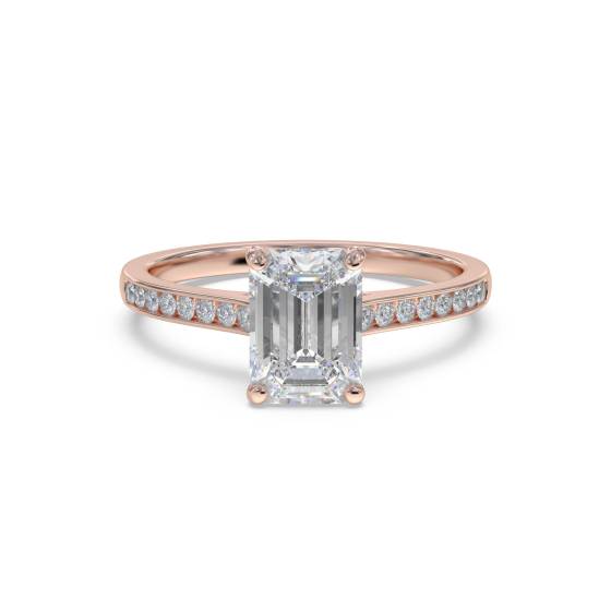 Emerald Diamond Shoulder Set Ring