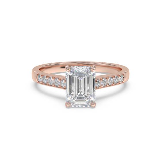 Emerald Diamond Shoulder Set Ring