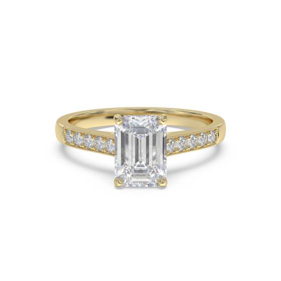 Emerald Diamond Shoulder Set Ring