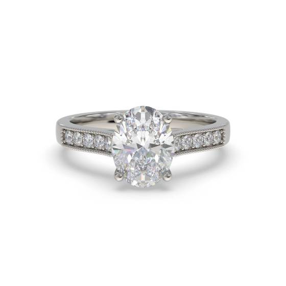 Oval Diamond Shoulder Set Ring