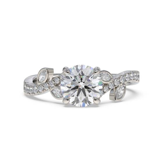 1.00ct VS2/G Natural Round Diamond Designer Shoulder Set Ring in Platinum