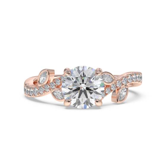 Round Diamond Designer Shoulder Set Ring