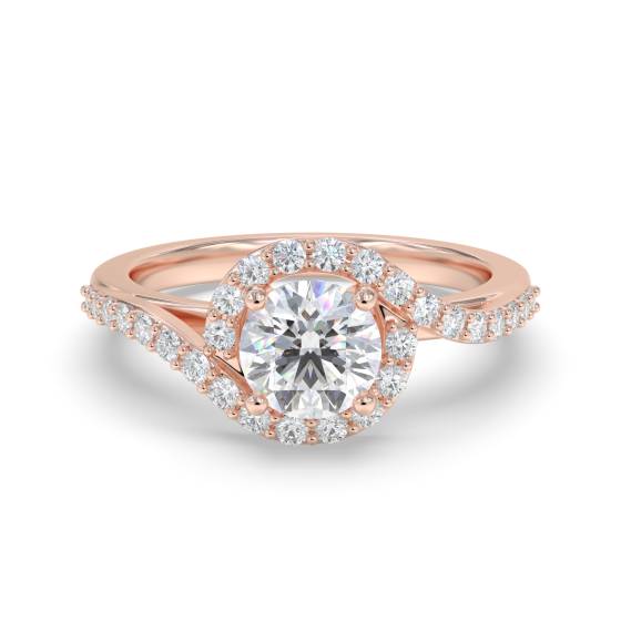Curved Round Diamond Shoulder Set Ring