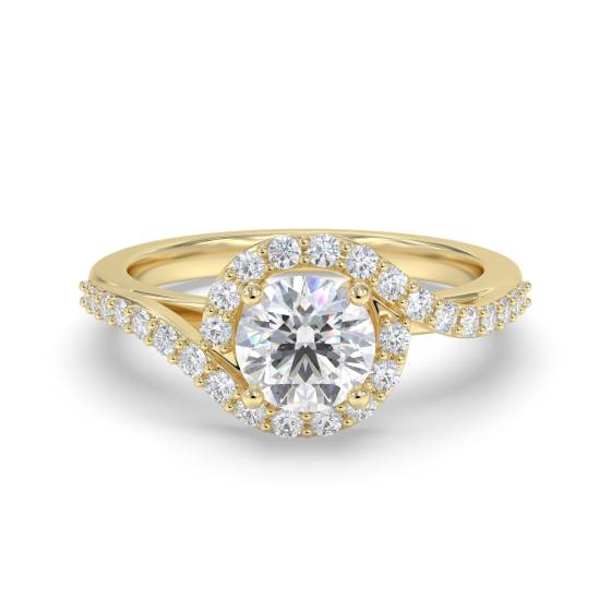Curved Round Diamond Shoulder Set Ring