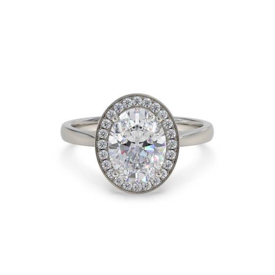 Oval Diamond Single Halo Ring