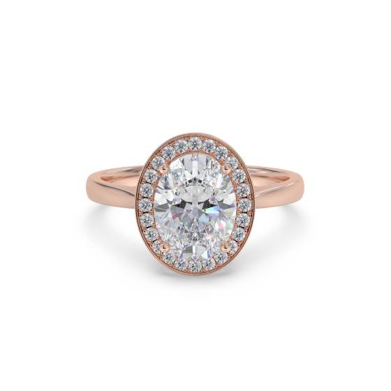 Oval Diamond Single Halo Ring