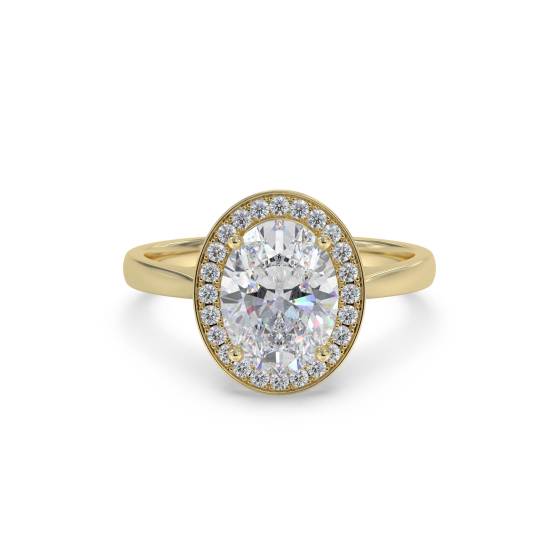 Oval Diamond Single Halo Ring