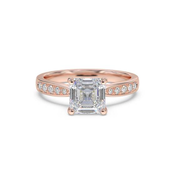 Asscher Diamond Shoulder Set Engagement Ring