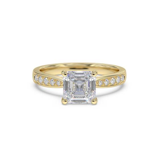 Asscher Diamond Shoulder Set Engagement Ring