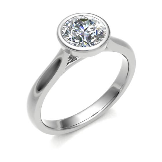 Round Diamond Bezel Set Solitaire Ring