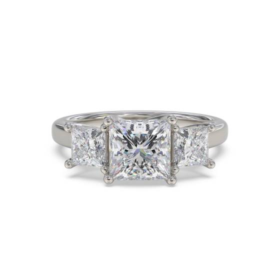 Elegant Princess Diamond Trilogy Ring
