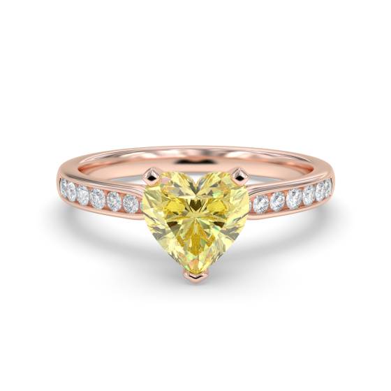 Fancy Yellow Heart Diamond Shoulder Set Ring