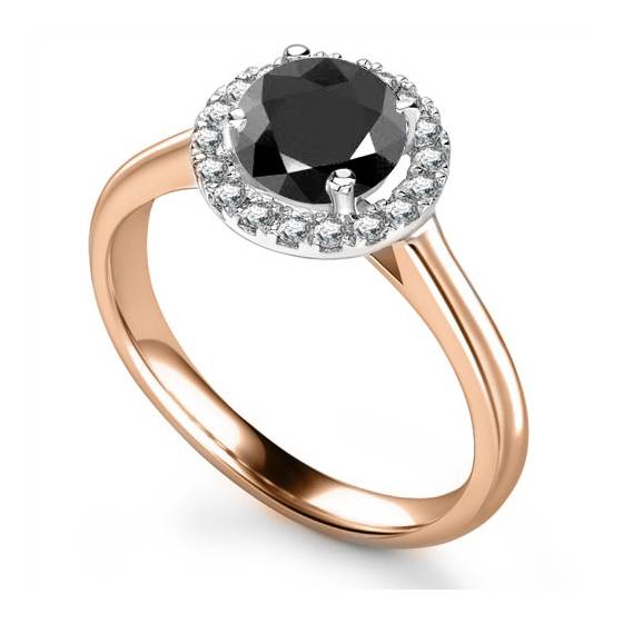 Round Black Diamond Single Halo Ring