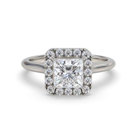 Elegant Princess Diamond Single Halo Ring
