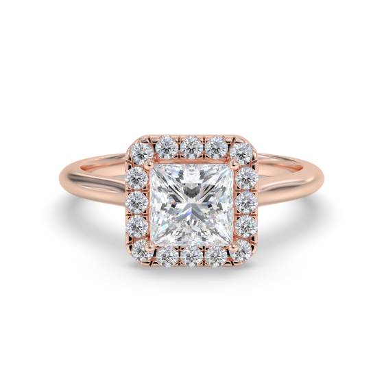 Elegant Princess Diamond Single Halo Ring
