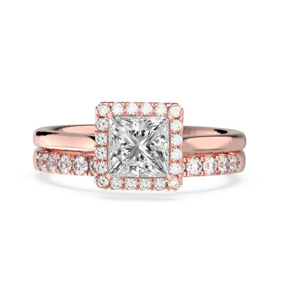 Princess Diamond Halo Bridal Set