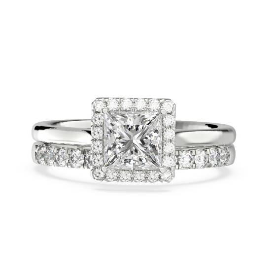 Princess  Diamond Halo Bridal Set